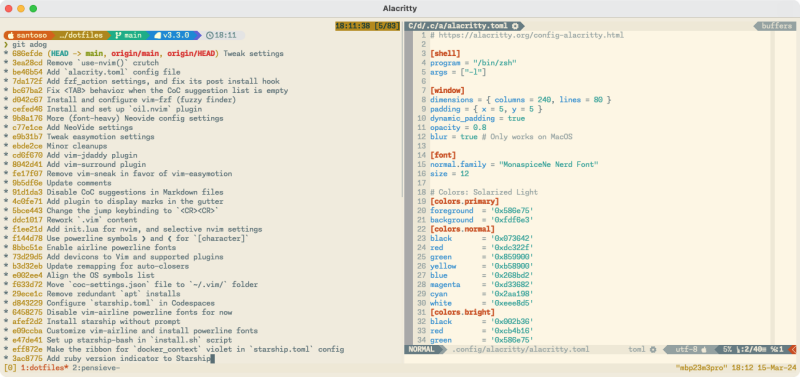 Alacritty terminal with Solarized theme
